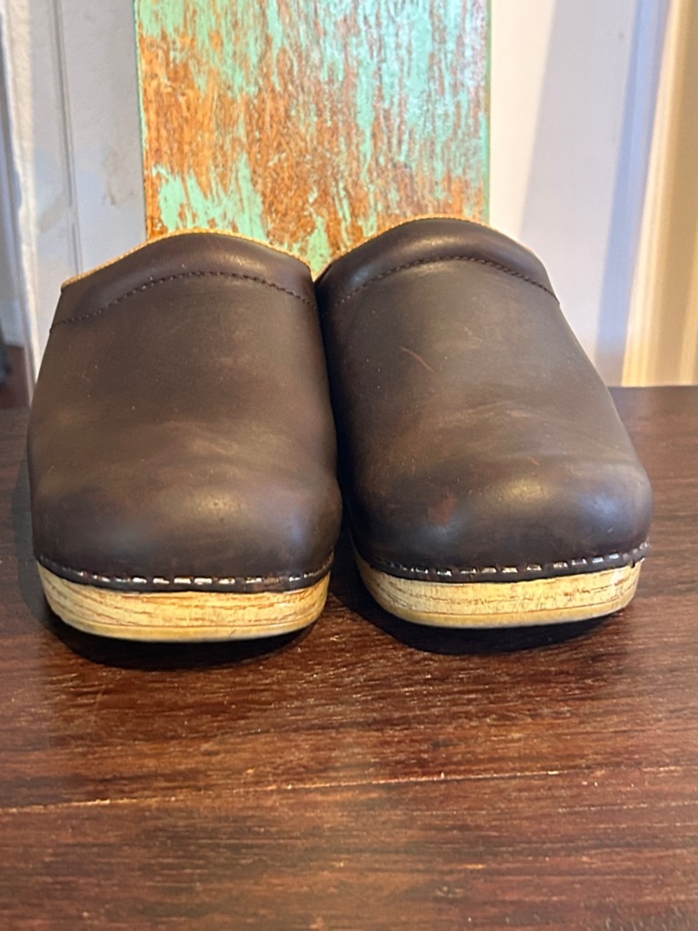 Dansko Sonja Brown Oiled Leather Open Clogs - Picture 2 of 8